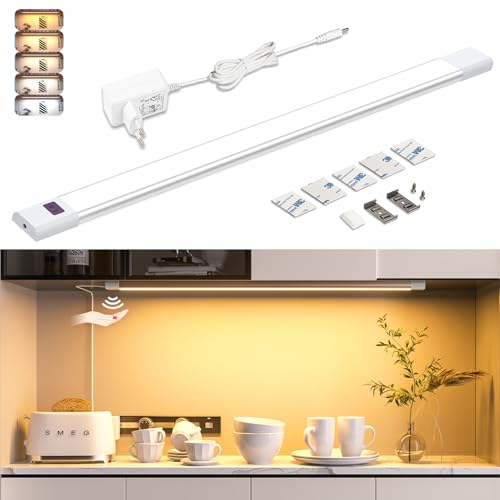 WOBANE 60cm Unterbauleuchte LED Dimmbar,5 Lichtfarben,Heller LED Lichtleiste mit Berührungsloser Sensor,LED küchenbeleuchtung unterbau,Unterschrank Beleuchtung für Regale,Werkbank von WOBANE