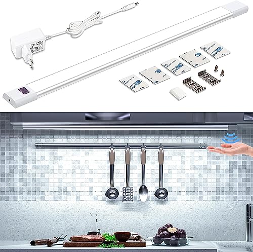 WOBANE Unterbauleuchte küche LED Dimmbar,60cm Heller Lichtleiste mit Berührungsloser Sensor,LED küchenbeleuchtung unterbau,Kaltweiss Unterschrank Beleuchtung für Schrank,Regale,Werkbank,Kleiderschrank von WOBANE