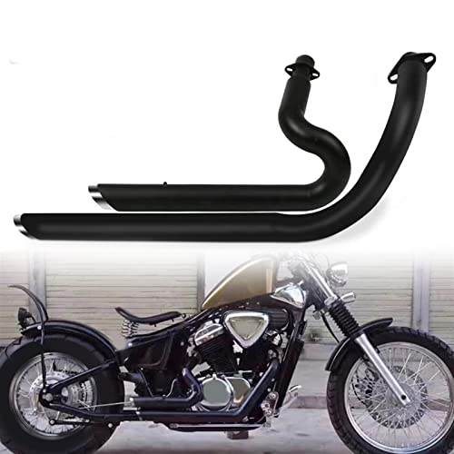 WOBBLO Auspuff Motorradzubehör Für H&onda Steed Shadow 600 400 VLX600 VLX400 VT400 C VT600C VT600 Auspuffrohr Mit Abnehmbarem Schalldämpfer (Color : Schwarz) von WOBBLO