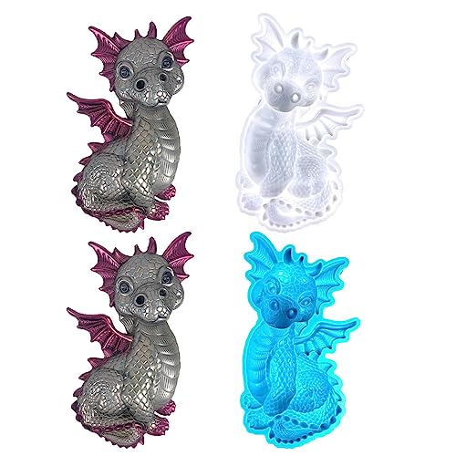 WOBBLO Silikonformen Drachen, 3D-Tierharzform, Silikonform zum Erstellen von tollen Drachenfiguren, Herstellung von Epoxidformen für die Dekoration von Hochzeitstorten von WOBBLO