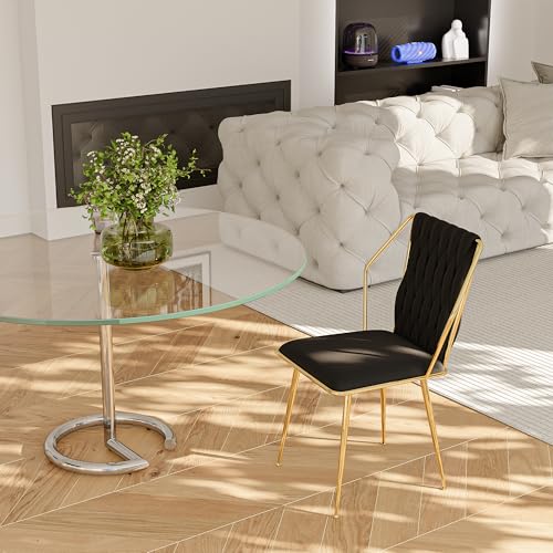 WOBOPCG 6 Esszimmerstühle, Esszimmerstuhl aus Samt mit Rückenlehne aus Samt und Beinen aus Metall, moderner Küchenstuhl, für Wohnzimmer, Schlafzimmer (schwarz, 5, 6 Stück) von WOBOPCG