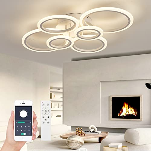 LED Deckenleuchte Φ80cm Weiß, mit Memory Funktion, Deckenleuchte Wohnzimmer Dimmbar mit Fernbedienung Farbwechsel 2700K-7000K Helligkeit Einstellbar, Modern Deckenlampe Schlafzimmerlampe Küche von WODA Shang Mao