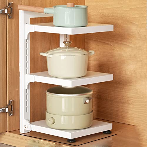 4-stöckiges Ablagefach auf der Arbeitsplatte, Organizerboden unter der Spüle mit Antirutschunterlage, Abstandshalter einstellbar, Universalablage unter dem Waschbecken (Farbe: weiß, Größe: 2F) (weiß von WODBAJ