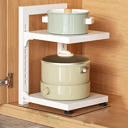 4-stöckiges Ablagefach auf der Arbeitsplatte, Organizerboden unter der Spüle mit Antirutschunterlage, Abstandshalter einstellbar, Universalablage unter dem Waschbecken (Farbe: weiß, Größe: 2F) (weiß von WODBAJ