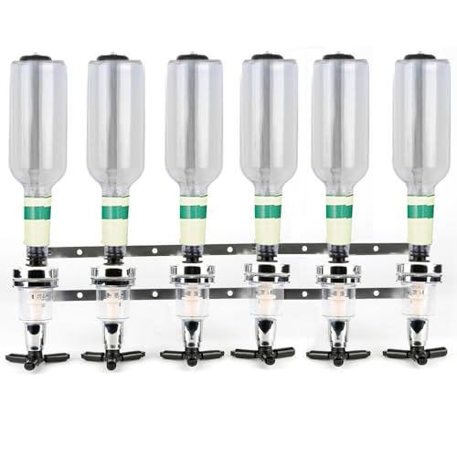 Bar Butler Dosierer für Alkohol, optisches Möbelstück, Wandausgießer, 6 Flaschen, Getränkehalter, Likör, Dosierung 25 – 45 ml (Silber, 6 Köpfe – 1,5 oz)) von WODFARR