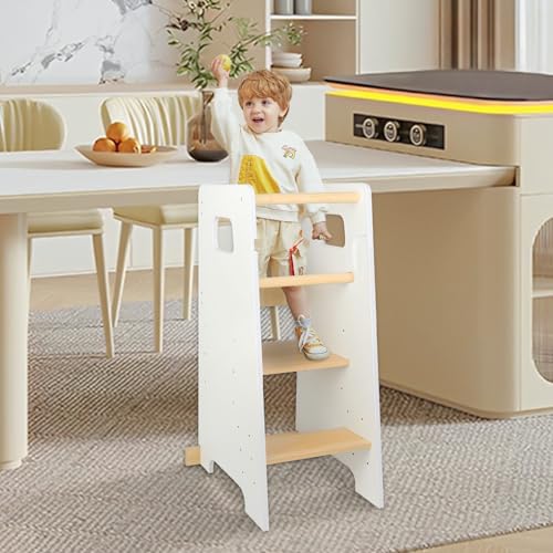 Lernturm für Kinder, Montessori 3-in-1, Beobachtungsturm für Kinder, multifunktionale Anwendung und mehrere Szenarien, 90 x 42 x 40 cm, Schwarz von WODFARR