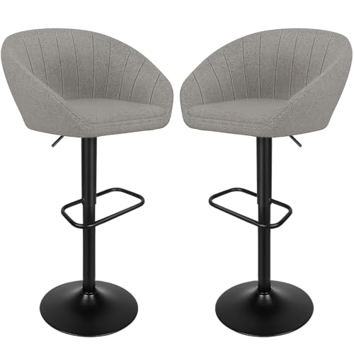 Moderner Barstuhl mit Fußstütze, Barhocker, 2 Stück mit komfortablem Kissen, Barhocker aus Stoff für Bar/Küche, Thekenhocker mit Rückenlehne (grau) von WODFARR
