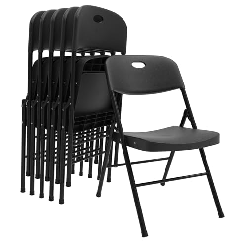 WODFARR 2 Klappstühle aus Kunststoff, robust, tragbar und robust, belastbar bis 120 kg, 56 x 49 x 80 cm, Schwarz WODFARR 2 Klappstühle aus Kunststoff, robust, tragbar und robust, belastbar bis 120 kg, 56 x 49 x 80 cm, Schwarz von WODFARR