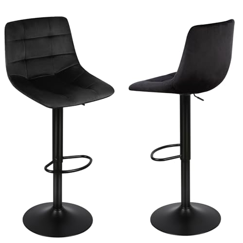 WODFARR Barhocker, Set mit 2 Esszimmerstühlen, Hochstühlen, Esszimmerstühlen, höhenverstellbar, Frühstücksstühle, Schwarz von WODFARR