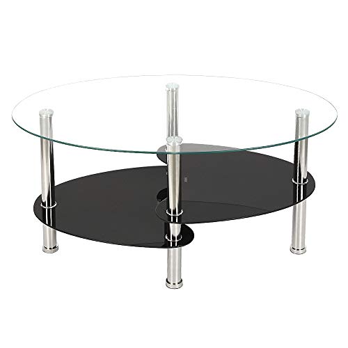 WODFARR Couchtisch aus Hartglas, einfach und elegant, Wohnzimmer mit Metallbeinen, 90 x 50 x 43 cm, transparent + Schwarz WODFARR Couchtisch aus Hartglas, einfach und elegant, Wohnzimmer mit Metallbeinen, 90 x 50 x 43 cm, transparent + Schwarz von WODFARR