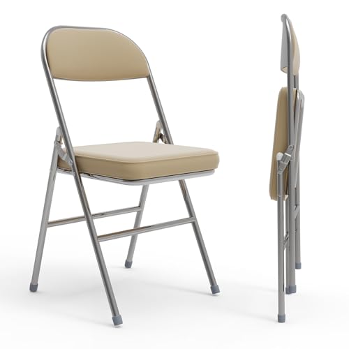 WODFARR Faltbarer Besucherstuhl, belastbar bis 120 kg, Klappsessel, 2 Stück Lederstoff, 46 x 41 x 80,3 cm, Gelb WODFARR Faltbarer Besucherstuhl, belastbar bis 120 kg, Klappsessel, 2 Stück Lederstoff, 46 x 41 x 80,3 cm, Gelb von WODFARR