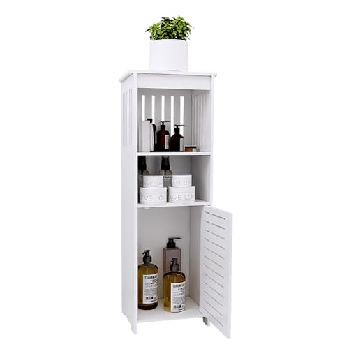 WODFARR Schmaler Badezimmerschrank, Aufbewahrungsmöbel, kleiner Waschtisch mit Tür und Regalen für kleine Räume (25 x 20 x 80 cm) von WODFARR