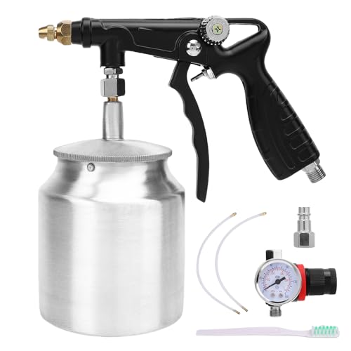 WODHMIEY Druckluft Sprühpistole 750ml Aluminiumlegierung Max 12,4 Bar Lackierpistole mit Manometer für Unterbodenschutz, Rostschutz, Autolack, Hohlraumversiegelung, Holz & Wandfarbe, Steinschlagschutz von WODHMIEY