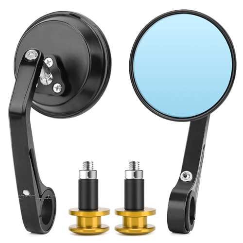 WODHMIEY Motorrad Rückspiegel Handgriffspiegel Aluminiumlegierung 360° Drehbar Verstellbar M8 Gewinde Universeller Anti-Glare Nachtsicht Spiegel für Elektroroller Motorräder Lenkerspiegel (Gold) von WODHMIEY