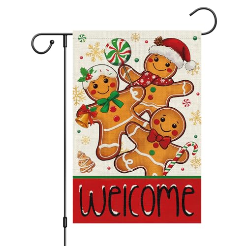 Wodison Weihnachts-Gartenflagge, 30,5 x 45,7 cm, doppelseitig, für den Außenbereich, Lebkuchenmann, Willkommensflagge, Winterurlaub, Hof, Outdoor-Flagge Wodison Weihnachts-Gartenflagge, 30,5 x 45,7 cm, doppelseitig, für den Außenbereich, Lebkuchenmann, Willkommensflagge, Winterurlaub, Hof, Outdoor-Flagge von WODISON