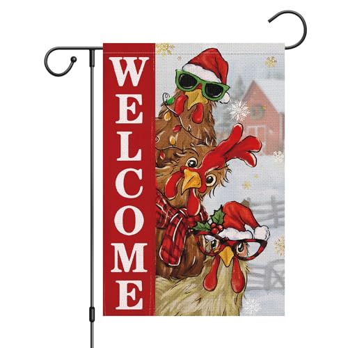 Wodison Weihnachtsflagge mit Hahn, 30,5 x 45,7 cm, doppelseitig, Weihnachts-Huhn, Willkommens-Winterurlaub, Bauernhaus, Hof, Outdoor-Flagge Wodison Weihnachtsflagge mit Hahn, 30,5 x 45,7 cm, doppelseitig, Weihnachts-Huhn, Willkommens-Winterurlaub, Bauernhaus, Hof, Outdoor-Flagge von WODISON