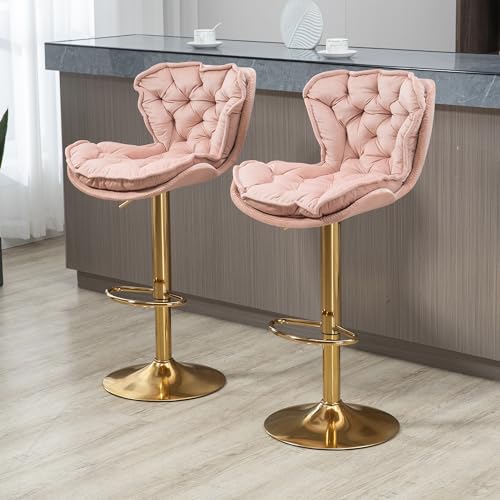 WODSOFTI Chairs with Footrest for Kitchen Swivel Bar Stools Set of 2 Adjustable Counter Height, Dining Room 2PC/Set von WODSOFTI