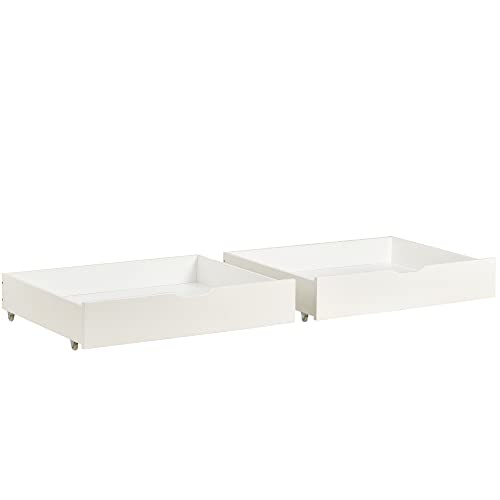 WODSOFTI Zwei Schubladen, Stauraum unter dem Bett, MDF + Bodenrollen, weiß (93x67x17cm) （nur Schubladen） von WODSOFTI