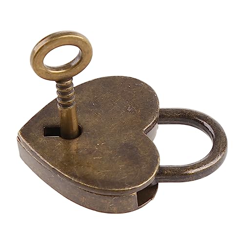 Retro Legierung Herzform Schloss Vorhängeschloss Kleine Gepäckbox Schloss mit Schlüsseln Legierung Koffer Spind Hardware Set von WOEIFGV
