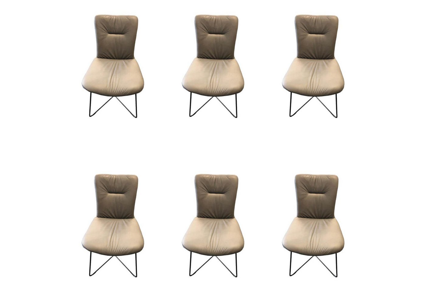 WÖSTMANN MARKENMÖBEL Essgruppe 6er Set Stuhl Craft 1 Leder Cashmere Nightgray 60102 Grau von WÖSTMANN MARKENMÖBEL