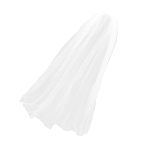 WOFASHPURET 2 Stück Kurzer Brautschleier Weiß mit Imitationsperlen Feiner Tüllschleier mit Perlenbesatz Romantischer Hochzeitsschleier für Braut Junggesellinnenabschied von WOFASHPURET