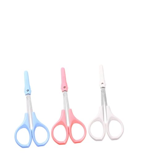 WOFASHPURET 3 Stück Teiliges Edelstahl Augenbrauen Wimpern Nasenhaarschere Gebogen Gerade und Rostfrei Tragbar für Zuhause und Salon Sicher und Präzise Anwendung von WOFASHPURET