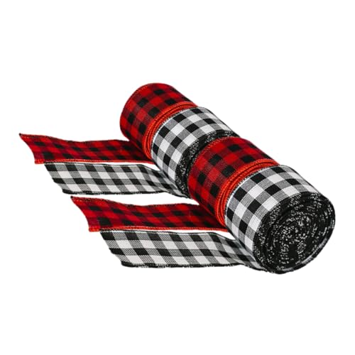 WOFASHPURET 4 Stück Teiliges Weihnachts Dekoband Set Kariert Rot mit Drahtkante Vielseitig für Geschenkverpackung Baumdekoration und Diy Bastelarbeiten Langlebiges Festtagsband WOFASHPURET 4 Stück Teiliges Weihnachts Dekoband Set Kariert Rot mit Drahtkante Vielseitig für Geschenkverpackung Baumdekoration und Diy Bastelarbeiten Langlebiges Festtagsband von WOFASHPURET