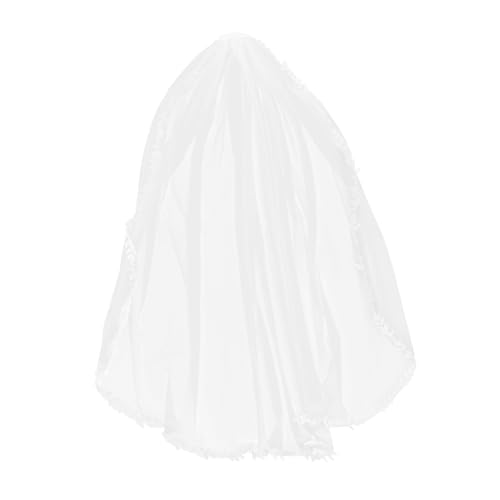 WOFASHPURET Weißer Brautschleier mit Feiner Spitzenkante und Blattmotiv Langer Tüllschleier Leicht und Angenehm für Damen Elegantes Hochzeitsaccessoire mit Kamm für Indoor und Outdoor von WOFASHPURET