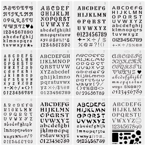 Buchstaben Schablonen, Buchstabenzahl Zahlenschablonen, Journalschablone, Alphabet Schablonen zum Malen Skizzieren, für Scrapbooking, Zeichnen, Holzverbrennung-17.8x26cm Buchstaben Schablonen, Buchstabenzahl Zahlenschablonen, Journalschablone, Alphabet Schablonen zum Malen Skizzieren, für Scrapbooking, Zeichnen, Holzverbrennung-17.8x26cm von WOFEU