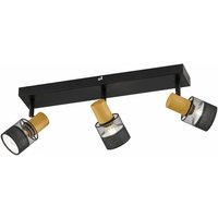Deckenlampe Spotleuchte Holz Esszimmerlampe Deckenleuchte 3 flammig Spots beweglich, Eisen, LxBxH 45x8x17 cm Wofi 11651 von WOFI