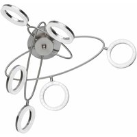 Deckenleuchte dimmbar led Deckenlampe Wohnzimmer mit beweglichen Spots, nickel matt, 6x 4,5W 6x 320lm warmweiß, LxH 60 x 30 cm Wofi 9295.06.64.6100 von WOFI