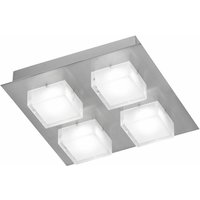 Deckenleuchte led 4 Flammig Wohnzimmerlampe Decke Modern Deckenlampe Glas weiß, quadratisch, 4x led 3W 240Lm warmweiß, LxBxH 26 x 26 x 6,5 cm von WOFI