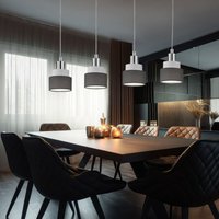Wofi - Hängelampe Esstisch Pendelleuchte 4 flammig Hängeleuchte, Metall Chrom Textil grau, 4x E14, LxBxH 9x70x150cm 11624 von WOFI