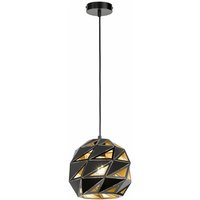 Lampe schwarz hängend Pendelleuchte Esszimmer Hängelampe schwarz, Höhenverstellbar Cut outs, Eisen Stahl goldfarben, 1x E27 Fassung, DxH 25x150cm von WOFI