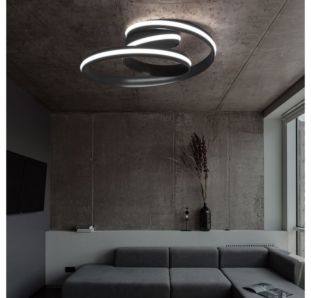 WOFI LED Deckenleuchte, LED-Leuchtmittel fest verbaut, Warmweiß, LED Deckenleuchte dimmbar Modern Wohnzimmerleuchte Decke Ringe von WOFI