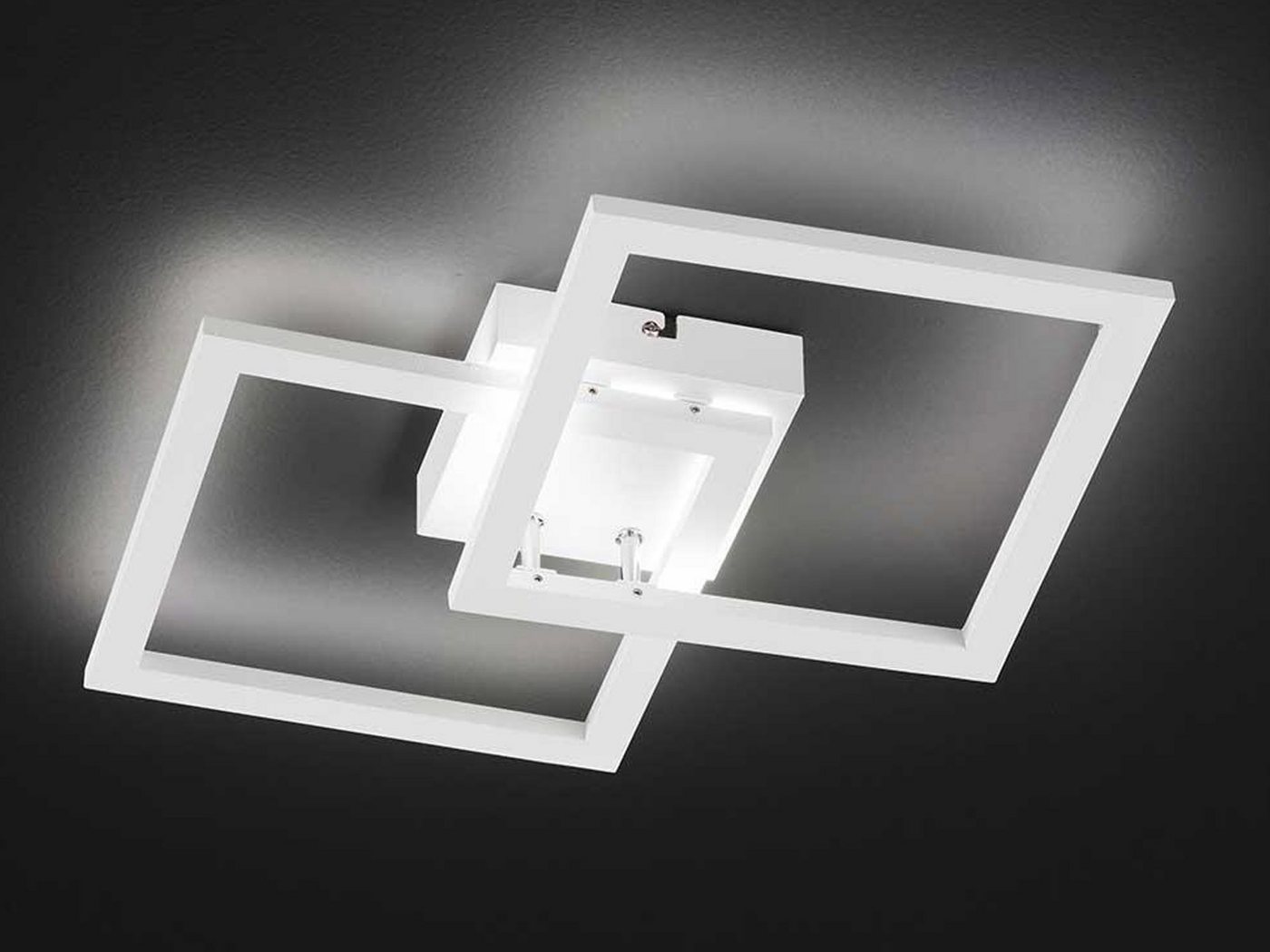 WOFI LED Deckenleuchte, LED fest integriert, Warmweiß, indirekte Decken-Beleuchtung Treppenhaus, Flurlampe flach Weiß 34x34cm von WOFI