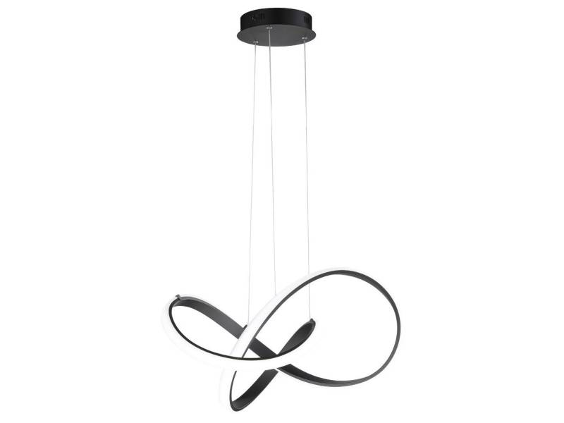 WOFI LED Pendelleuchte, Dimmer, LED fest integriert, Warmweiß, Esstisch dimmbar, Designer Wohnzimmer Lampen-Schirm groß Schwarz Ø55cm von WOFI