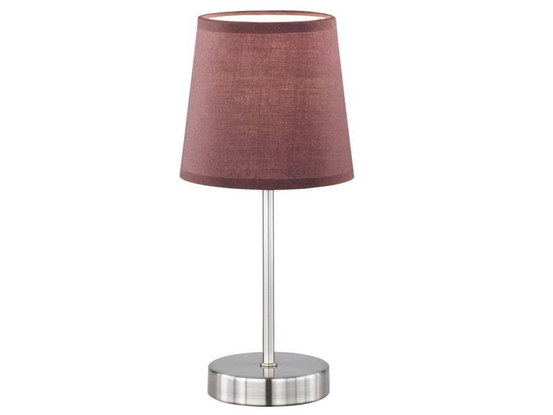 WOFI LED Tischleuchte, LED wechselbar, Warmweiß, Design-klassiker Nachttischlampe mit Stoff Lampenschirm Braun, H: 32cm von WOFI