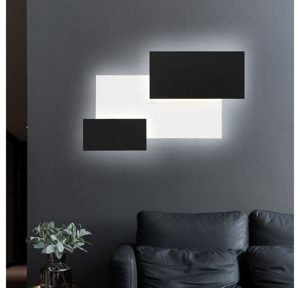 WOFI LED Wandleuchte, Leuchtmittel inklusive, Warmweiß, Wandlampe Esszimmerleuchte Glas satiniert Wandleuchte schwarz weiß von WOFI