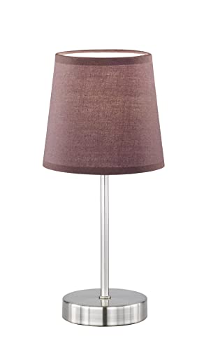 Wofi Tischleuchte Cesena 1-flammig, braun, Ø ca. 14 cm, Höhe ca. 31 cm, Stoffschirm 832401510000, 1 Pack von Wofi