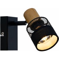 Wandleuchte Wohnzimmerlampe Flurleuchte Wandlampe mit beweglichem Spot, Metall Holz Textil, 1x E14 Fassung, LxBxH 10x13,5x17 cm Wofi 11649 von WOFI