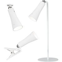 Led Klemmstrahler Tischleuchte Akku Schreibtischlampe dimmbar Wandleuchte Taschenlampe, mit Ladekabel, 1,5W 160lm warmweiß von WOFI