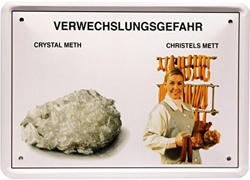 Blechschild 15 x 21 cm " Verwechslungsgefahr - Chrystal Meht " Funny Spruch MJ 212 von WOGEKA ART