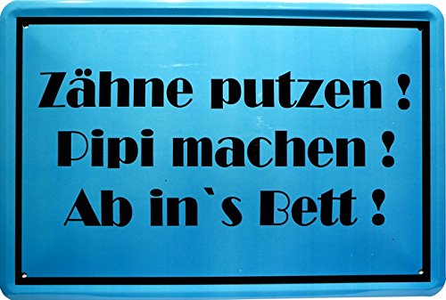 Blechschild Spruch Zähne putzen... 20 x 30cm Reklame Retro Blech 1143 von WOGEKA ART