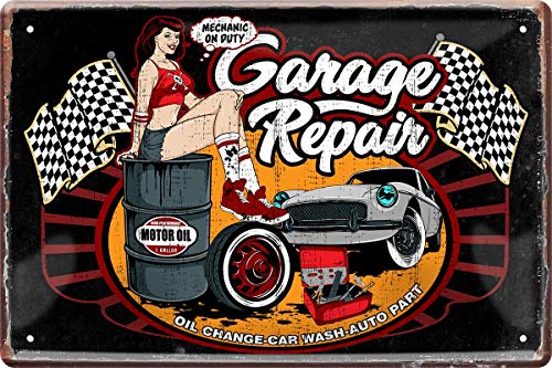Car Wash Garage and Repair Girl Auto 20 x 30 cm Spruch Deko Blechschild 370 von WOGEKA ART