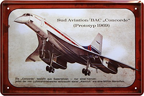 Concorde 1969 Überschall Flugzeug Jet Plain 20x30 cm Blechschild 1532 von WOGEKA ART