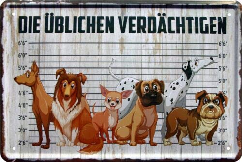 Die üblichen Verdächtigen - Hunde 20x30 cm Blechschild 1798 von WOGEKA ART