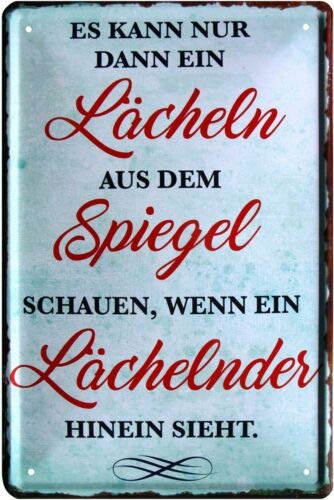 EIN Lächeln aus dem Spiegel 20x30 cm Blechschild 1624 von WOGEKA ART