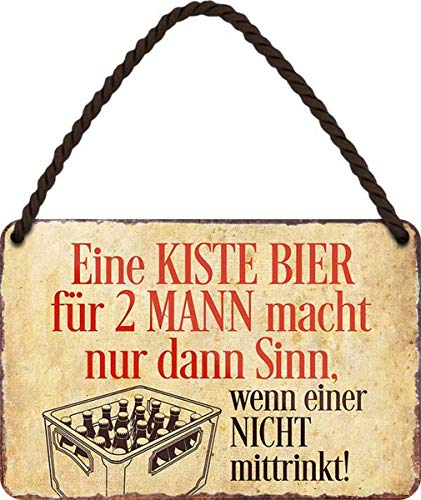 Eine Kiste Bier für 2 Mann... 18x12 cm Spruch Blechschild Hängeschild HS410 von WOGEKA ART