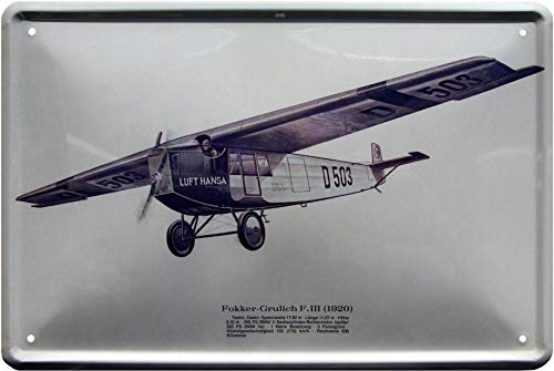 Fokker-Grulich F.III 1920 Flugzeug Deutsches Reich 20x30 cm Deko Blechschild 410 Fokker-Grulich F.III 1920 Flugzeug Deutsches Reich 20x30 cm Deko Blechschild 410 von WOGEKA ART